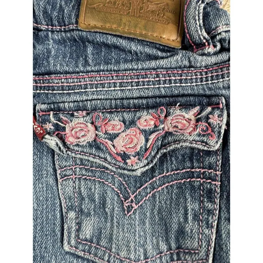 Levi's Girls' Denim Jeans Size‎ 6X with Pink Embroidery